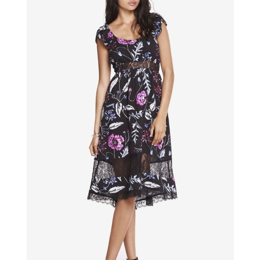 Express Floral lace midi dress